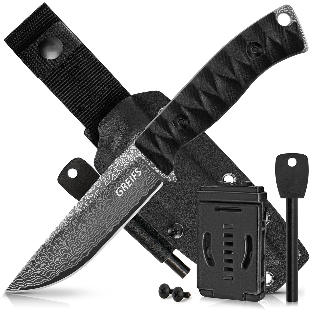 RANGER Outdoor-Messer aus Damast Stahl mit Kydex Holster