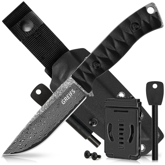 RANGER Outdoor-Messer aus Damast Stahl mit Kydex Holster