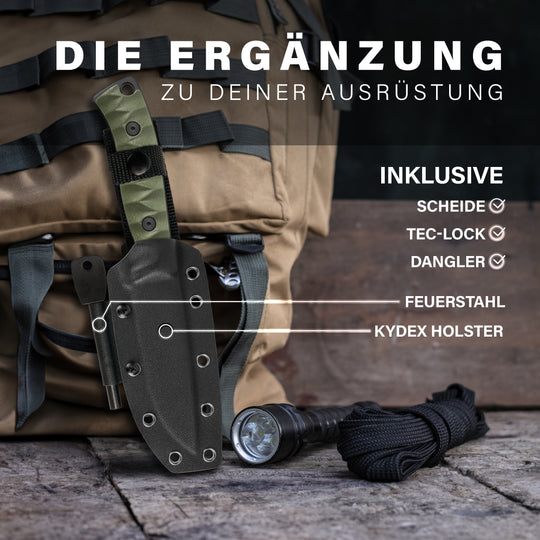 RANGER Outdoor-Messer aus D2 Stahl mit Kydex Holster