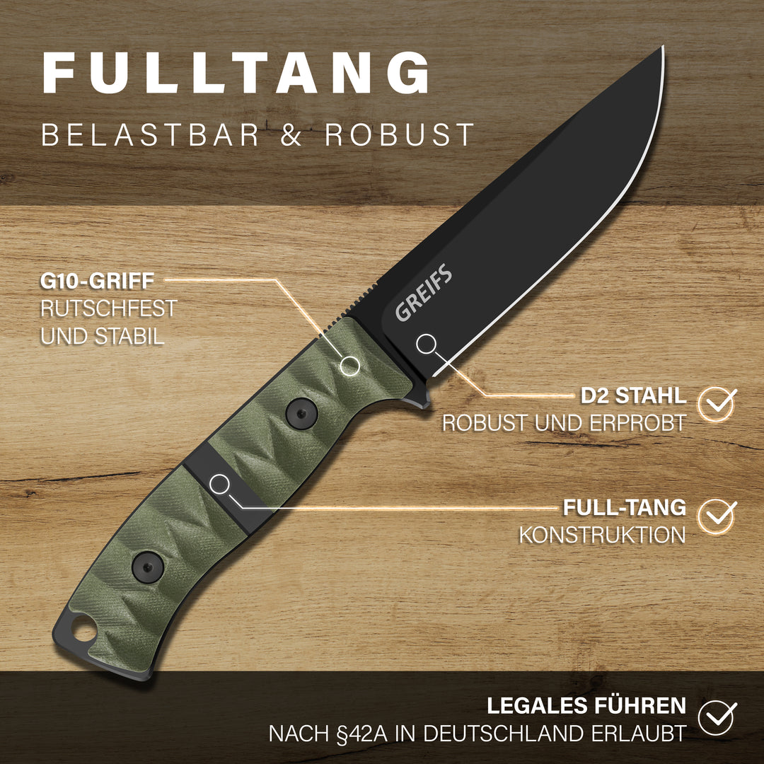 RANGER Outdoor-Messer aus D2 Stahl mit Kydex Holster