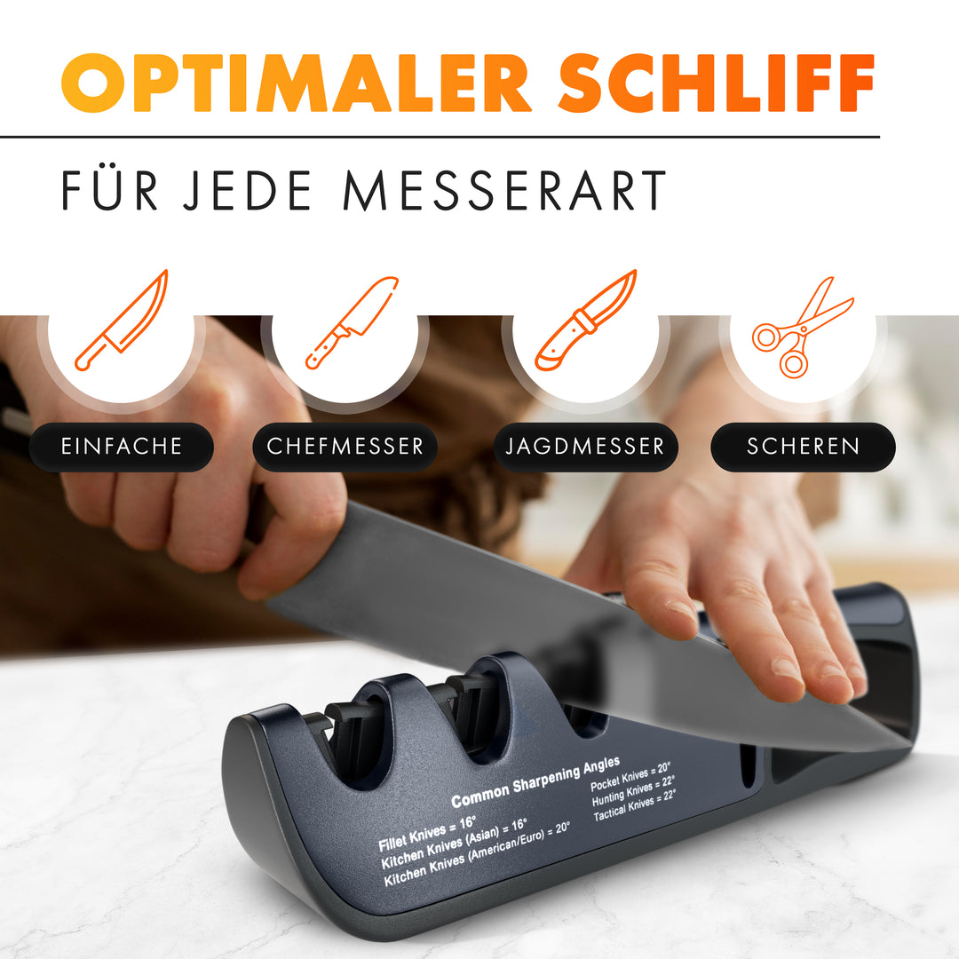 AUSTEIN® QuickSharp Messerschärfer 4 in 1, Messerschleifer, Messer schärfen und schleifen wie die Profis