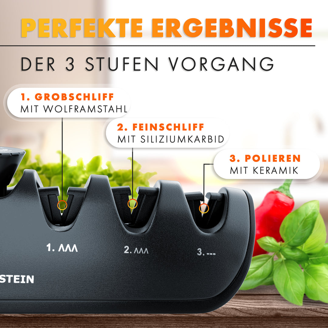 AUSTEIN® QuickSharp Messerschärfer 4 in 1, Messerschleifer, Messer schärfen und schleifen wie die Profis