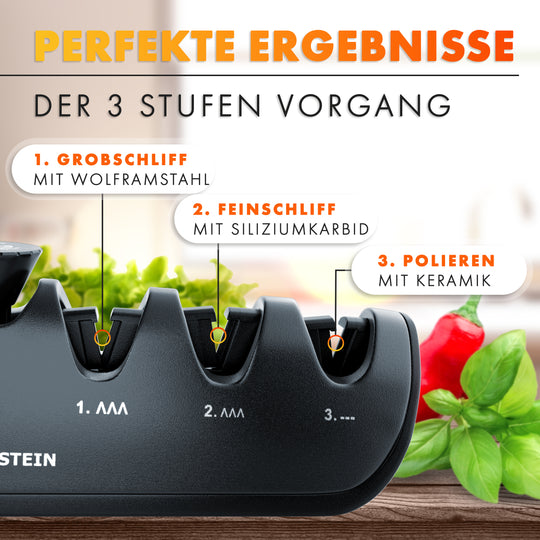 AUSTEIN® QuickSharp Messerschärfer 4 in 1, Messerschleifer, Messer schärfen und schleifen wie die Profis