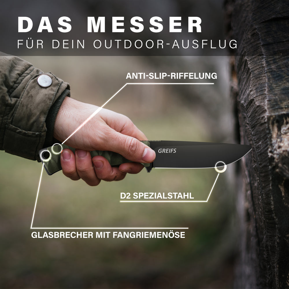 .RANGER Outdoor-Messer aus D2 Stahl mit Kydex Holster