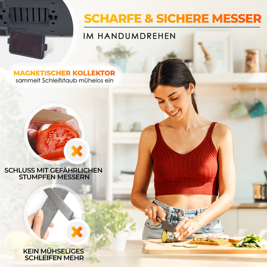 AUSTEIN® Diamant-Messerschärfer TG2202 Elektrischer 3 Phasen Messerschleifer mit 15 Grad und magnetischem Spänekollektor