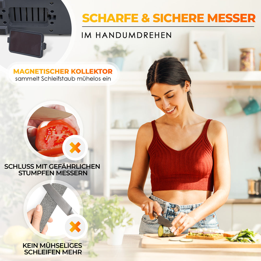 AUSTEIN® Diamant-Messerschärfer TG2202 Elektrischer 3 Phasen Messerschleifer mit 20 Grad und magnetischem Spänekollektor