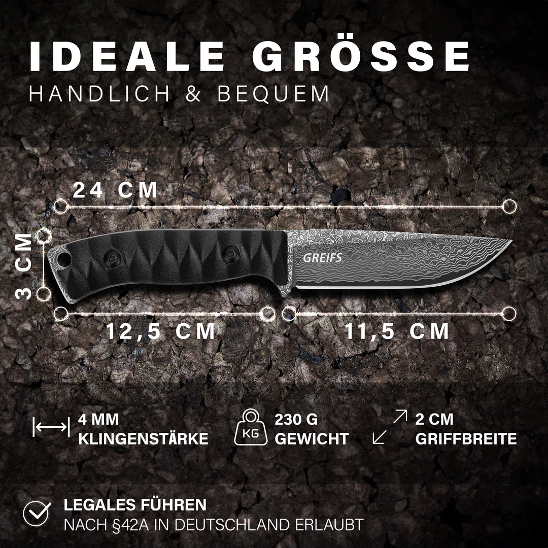 RANGER Outdoor-Messer aus Damast Stahl mit Kydex Holster