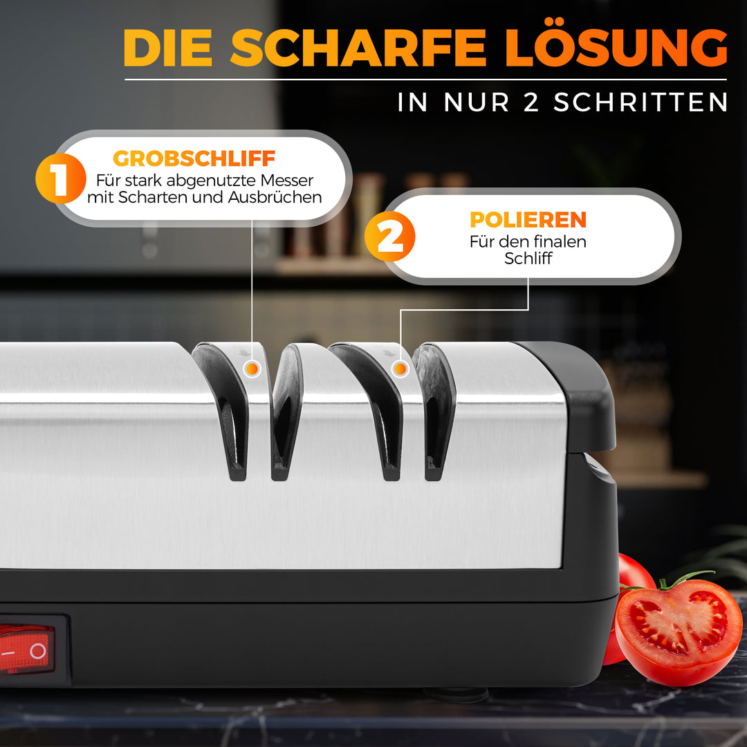 AUSTEIN® Diamant Messerschärfer elektrisch X5 - Der 3 Phasen Messerschleifer und Scherenschleifer mit magnetischem Spänekollektor