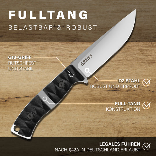 RANGER Outdoor-Messer aus D2 Stahl mit Kydex Holster (silber)